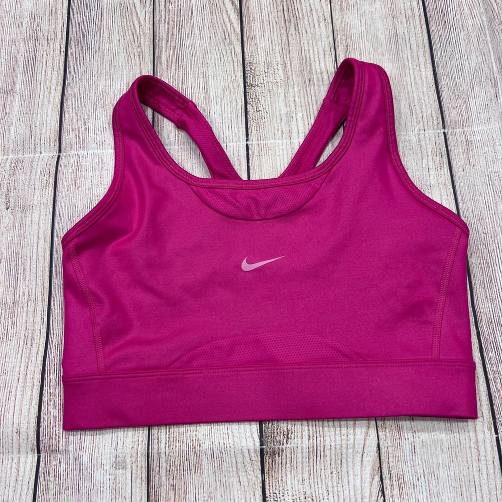 Nike Pro Womens Magenta Pink Racerback Mesh Panel Sports Bra Medium Support